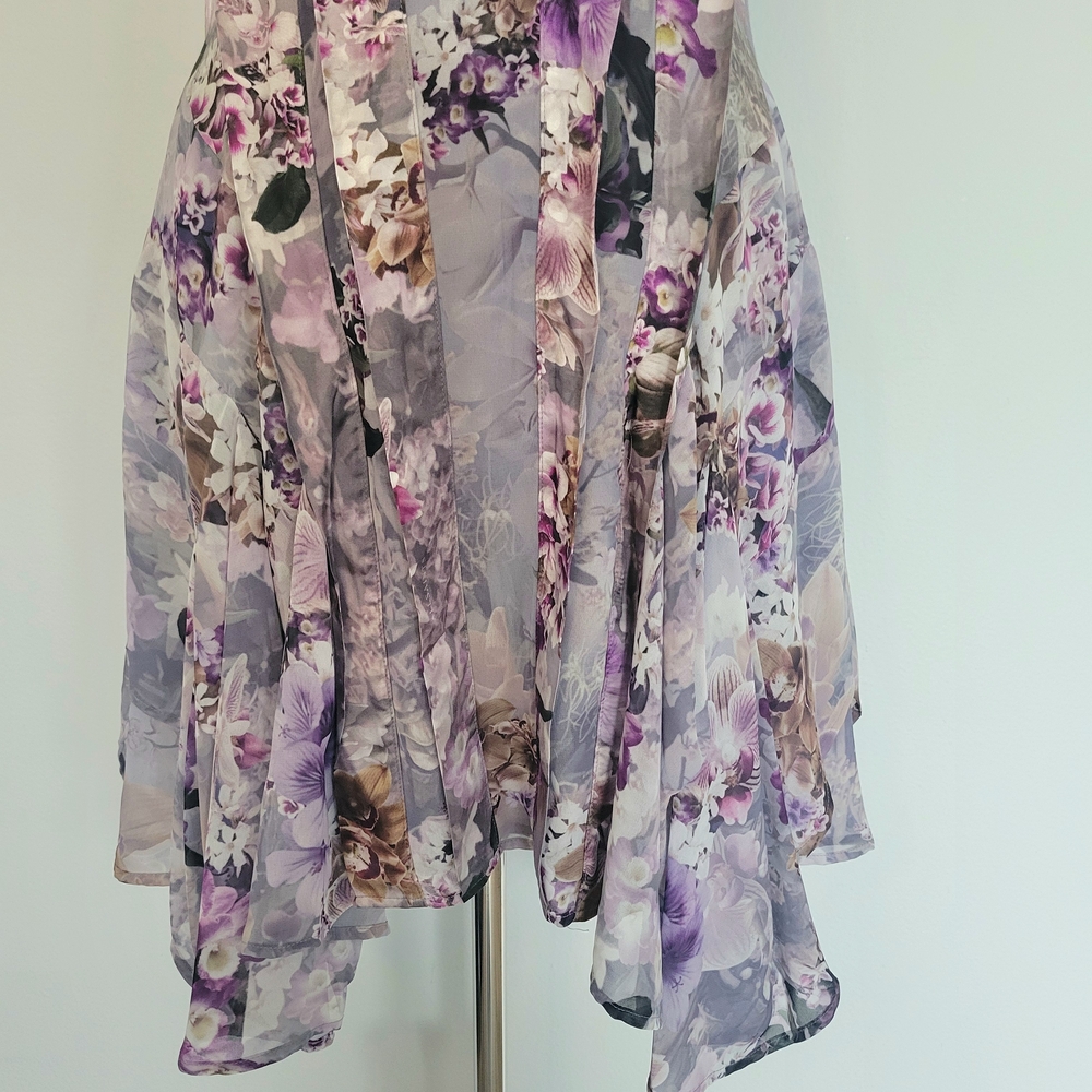 ALL SAINTS Fleur Lucia Asymmetrical Mock Neck A-line Gray Purple Dress Size 2 - Picture 8 of 16